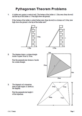 Product picture Pythagorean Theorem Problems